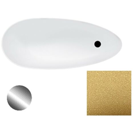 Baignoire îlot doré Glam avec bonde dorée KEYA 165x70