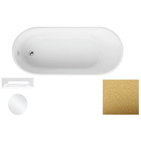 Baignoire îlot dorée glam avec bonde blanc MELODY 170x80