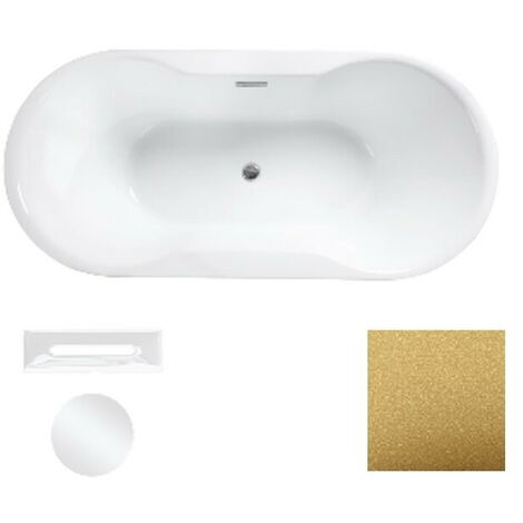 Baignoire îlot dorée Glam avec bonde blanc NAVIA 150x80