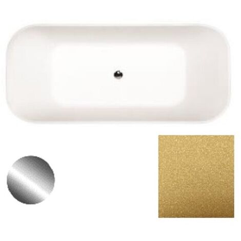 Baignoire îlot dorée Glam avec bonde dorée ASSOS 160x70