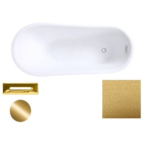 Baignoire îlot dorée glam avec bonde dorée CALIMA 170x74
