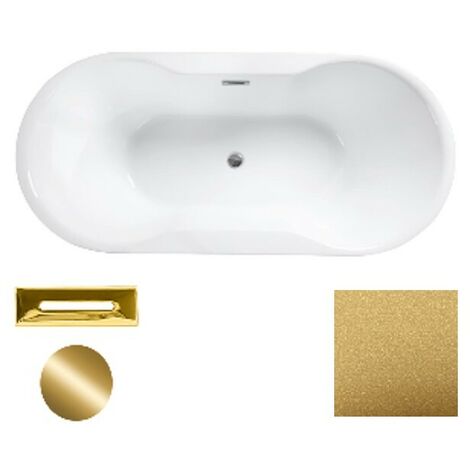 Baignoire îlot dorée Glam avec bonde dorée NAVIA 160x80