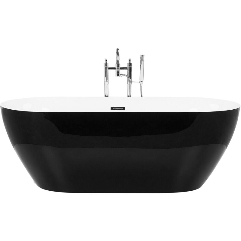 Beliani - Baignoire Moderne en Acrylique 160 x 75 cm Autoportante Forme Ovale Brillant Noire Carrera