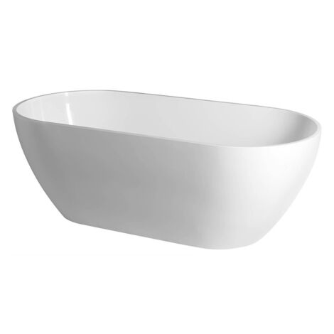 Baignoire îlot en marbre coulé REDUTA 150x75x58cm, blanc