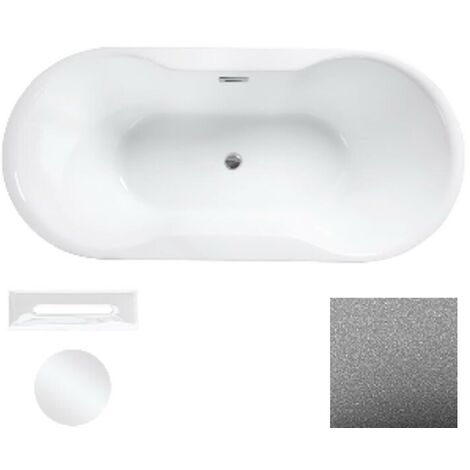 Baignoire îlot glam chrome avec bonde blanc AMBER 170x80
