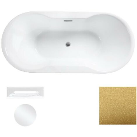 Baignoire îlot glam dorée avec bonde blanc AMBER 170x80