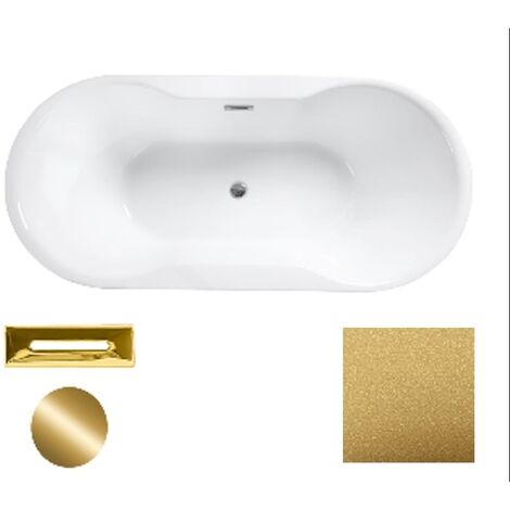 Baignoire îlot glam dorée avec bonde dorée AMBER 170x80