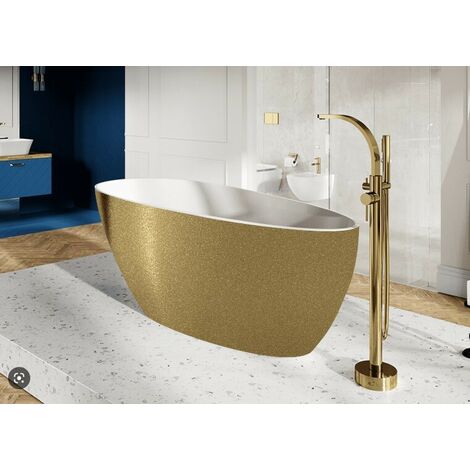 Baignoire îlot Glam dorée avec bonde dorée GOYA  170x72