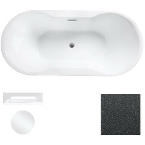 Baignoire îlot glam graphite avec bonde blanc AMBER 170x80