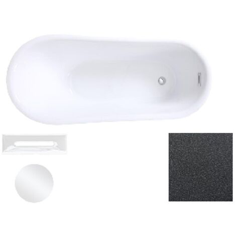 Baignoire îlot graphite glam avec bonde blanc CALIMA 170x74