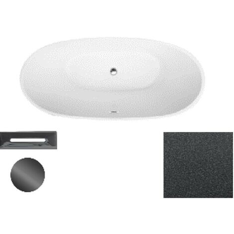 Baignoire îlot graphite Glam avec bonde graphite Ayla 170x80