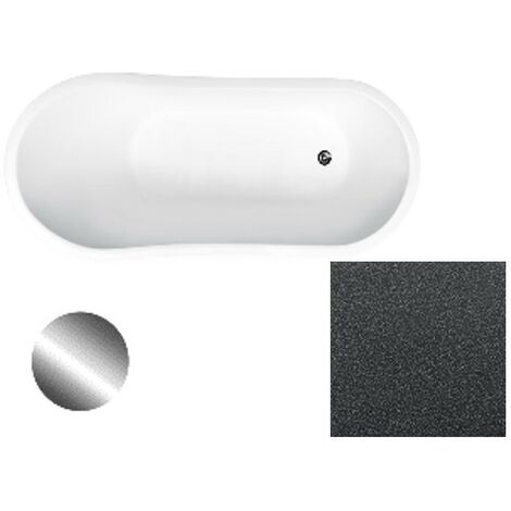 Baignoire îlot graphite Glam avec bonde graphite GLORIA 150x66