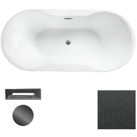Baignoire îlot graphite Glam avec bonde graphite NAVIA 145x75