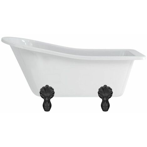 Baignoire îlot HAREWOOD Burlington 1690 x 730 x 770 mm avec 4 pieds griffés noirs - Aquatop