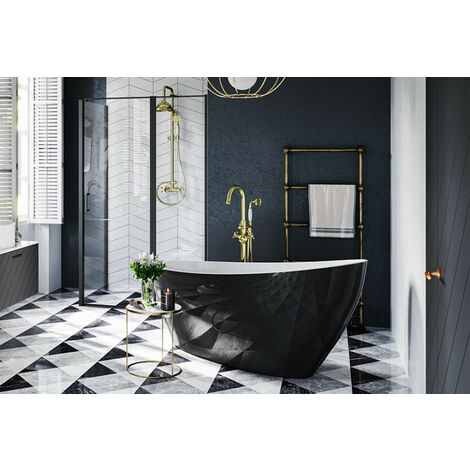 Baignoire îlot KEYA bicolore:noir/blanc 165 x 70 cm - Blanc