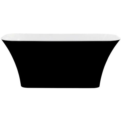 Baignoire îlot noir mat avec bonde chrome ASSOS 160x70