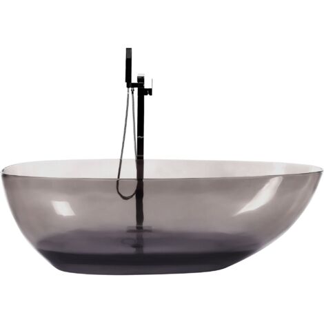Baignoire Îlot Noire en Fonte Minérale Translucide 169 x 78 cm Ovale Blancarena
