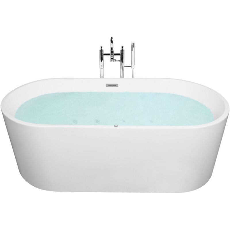 Beliani - Baignoire Moderne Acrylique avec led Autoportante à Hydromassage Blanche Havana