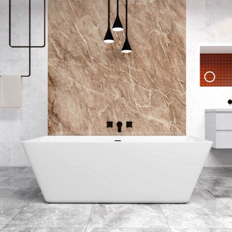 Baignoire îlot rectangle 170x80x58cm en acrylique blanc avec vidage