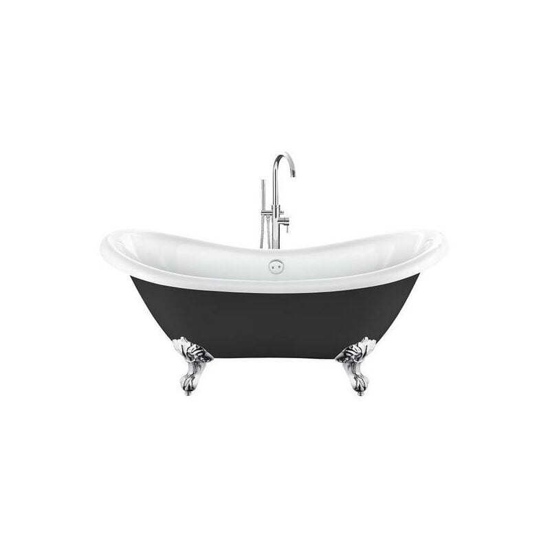 Rogier&mothes - Baignoire ancienne sur pieds darlington Noire 175 cm Pieds d'Aigle Chromés