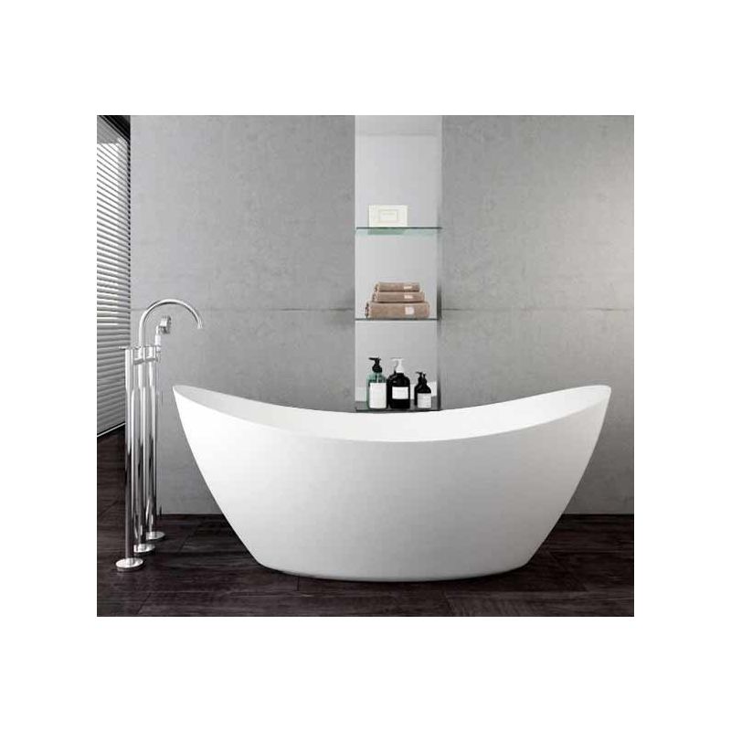 Baignoire Ilot Siena En Acrylique Sanitaire Blanc Mat 173 X 73 X 75 Cm Robinetterie En Option Avec Siphon Avec Robinet Mitigeur Nt6982