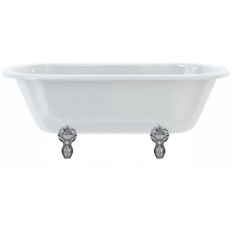 Baignoire îlot WINDSOR Burlington 1500 x 750 x 630 mm avec 4 pieds griffés chromés - Aquatop