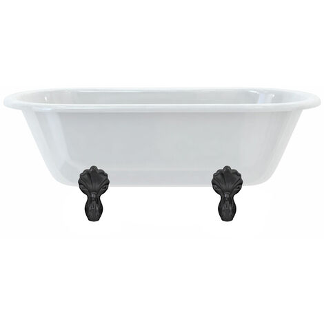 Baignoire îlot WINDSOR Burlington 1500 x 750 x 630 mm avec 4 pieds griffés noirs - Aquatop
