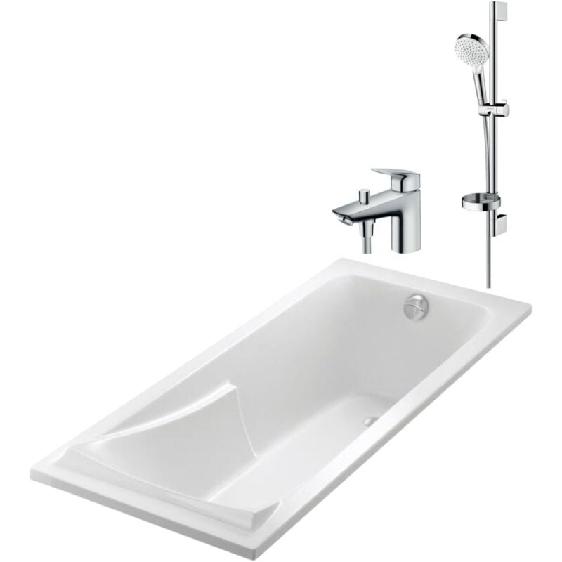 Jacob Delafon - Baignoire Corvette + mitigeur bain douche + set douchette + vidage 170 x 70