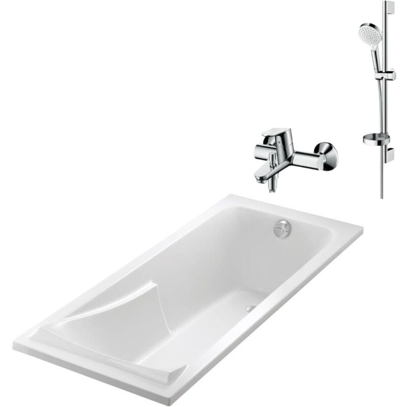 Jacob Delafon - Baignoire 150 x 70 , mitigeur mural Hansgrohé, vidage nicoll