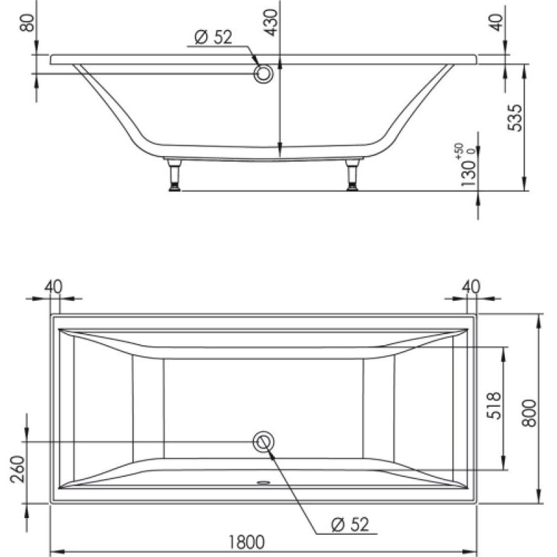 Valentin - Baignoire Kyo duo 180 x 80 cm s.a