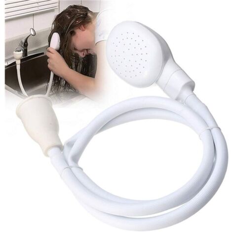 Baignoire, lavabo, douchette, mitigeur de pression pour animaux de compagnie, pommeau de douche, 1,3 m, joint en caoutchouc (blanc)