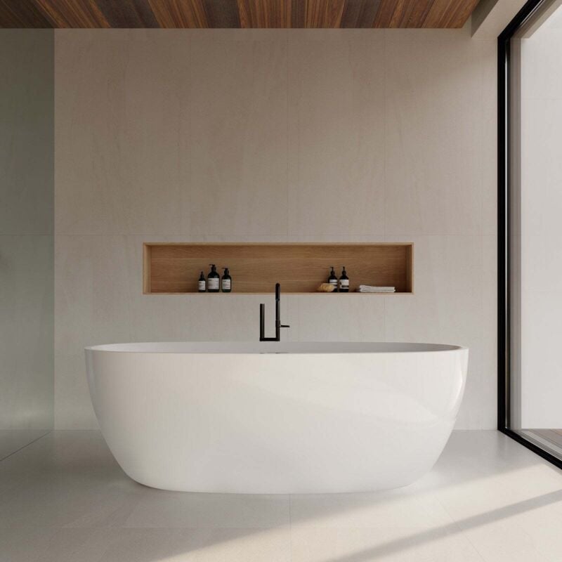 Stano. - Baignoire îlot design ovale denver blanche 150 cm