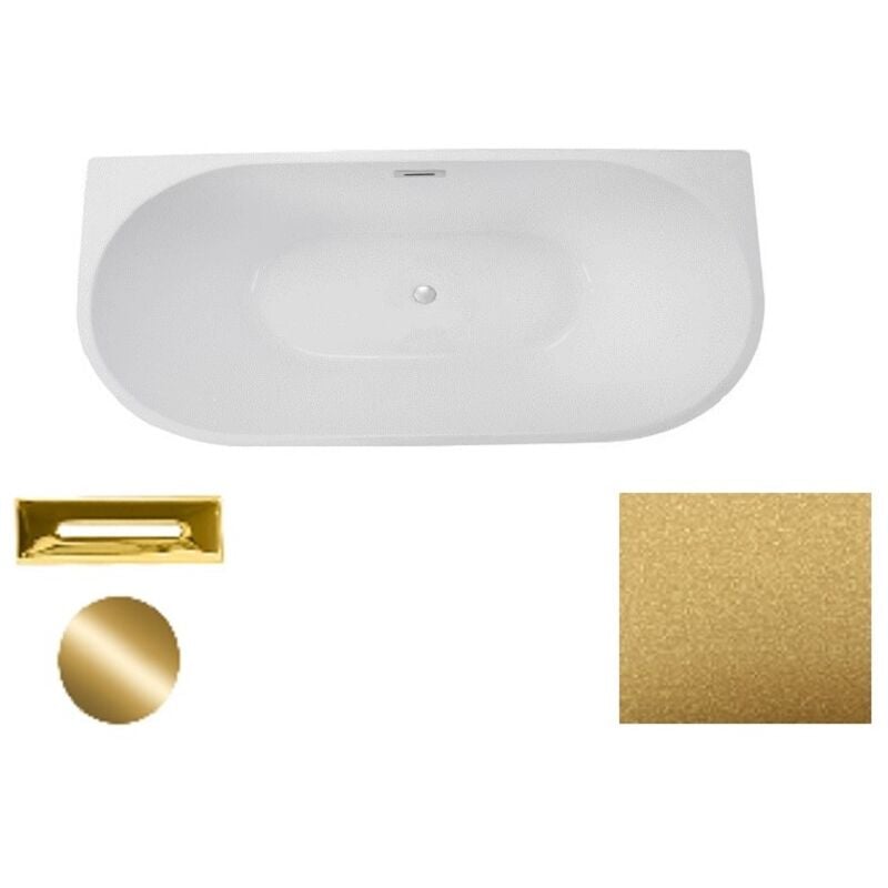 Otitec - Baignoire asymétrique dorée glam avec bonde dorée vica 150x80