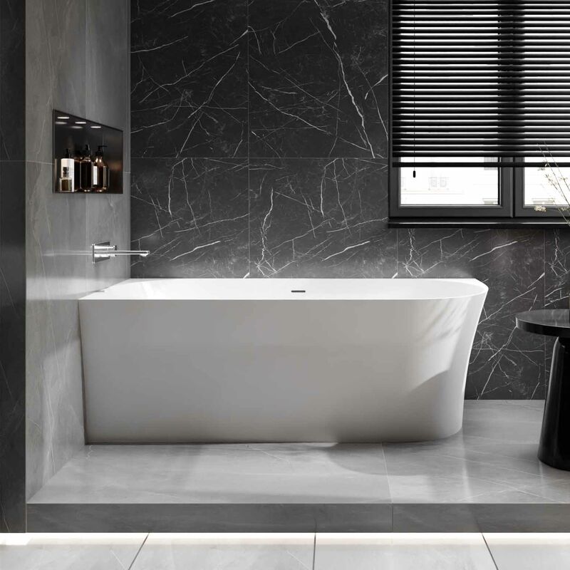 Baignoire d'angle design acrylique pour salle de bain, isolation thermique - montage gauche - Blanc - nova slim line - Dimensions et Options au choix