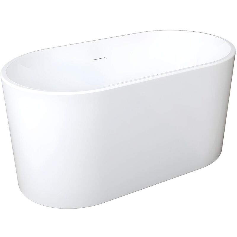 Vente-unique - Baignoire îlot ovale - 180 l - L130 x H58 x P71 cm - Blanche - Acrylique - apogon