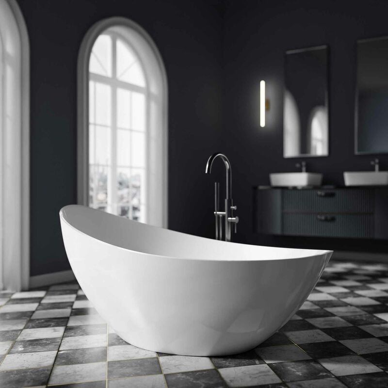 BERNSTEIN - Baignoire îlot VICE 2.0 en acrylique sanitaire - 183,5 x 78,5 x 76,9 cm - couleur sélectionnable - robinetterie en option Avec raccord