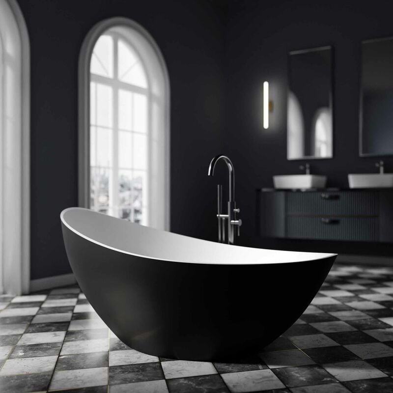 Baignoire îlot vice 2.0 en acrylique sanitaire - 183,5 x 78,5 x 76,9 cm - couleur sélectionnable - robinetterie en option Sans robinet mitigeur,