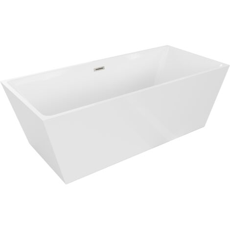 Baignoire Mexen Lita autoportante 170 x 75 cm, blanche, évacuation en nickel brossé - 52121707500-97