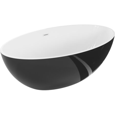 Baignoire Mexen Nike indépendante 175 x 100 cm, blanche/noire, trop-plein blanc - 54071751075-20