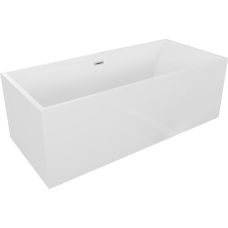 Baignoire Mexen Vigo autonome 178,5 x 80 cm, blanche, débordement en nickel brossé - 51251788000-97