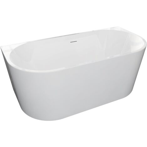 Baignoire murale - Emma 150x75 cm - Blanc brillant - Design moderne - Incl. siphon