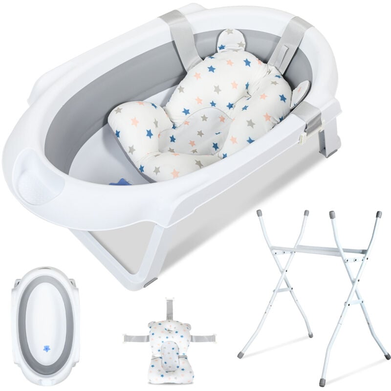 Baignoire Pliable Bébé Pliante avec Coussin de Bain Baignoire Bébé Ergonomique pour Bébés Swanew Baignoire Pliable Bébé Pliante avec Coussin de Bain