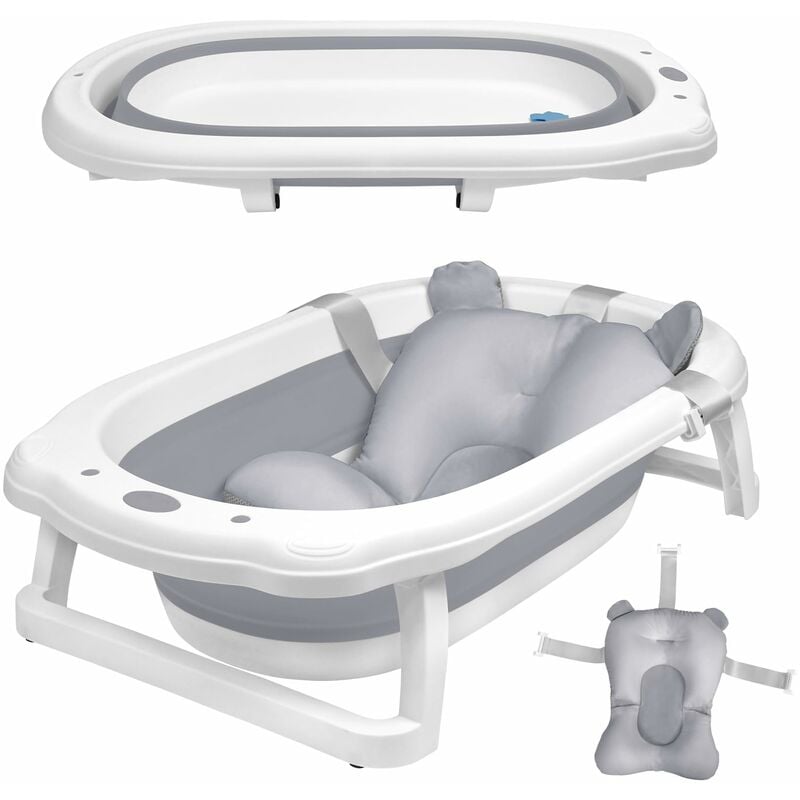 Baignoire bébé 82x50 cm Baignoire bébé pliable Anthracite pp+pte Baignoire bébé avec coussinets antidérapants Baignoire pour bébés enfants (avec