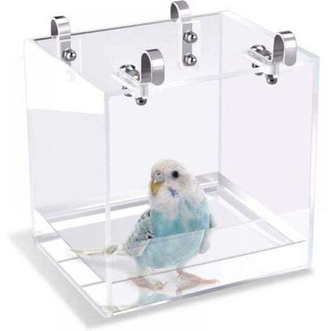 Baignoire pour oiseaux avec crochets de suspension pour petits oiseaux, perroquets, inséparables, canaris(13x11x13CM)