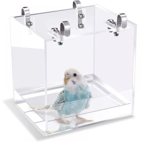Baignoire pour oiseaux avec crochets de suspension pour petits oiseaux, perroquets, inséparables, canaris(13x11x13CM)