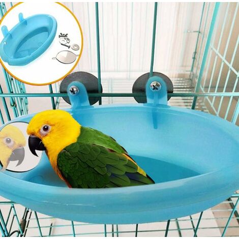 Baignoire pour perroquet avec miroir - Accessoires pour cage à oiseaux - Boîte de douche - Cage à oiseaux - Jouet pour cage à oiseaux