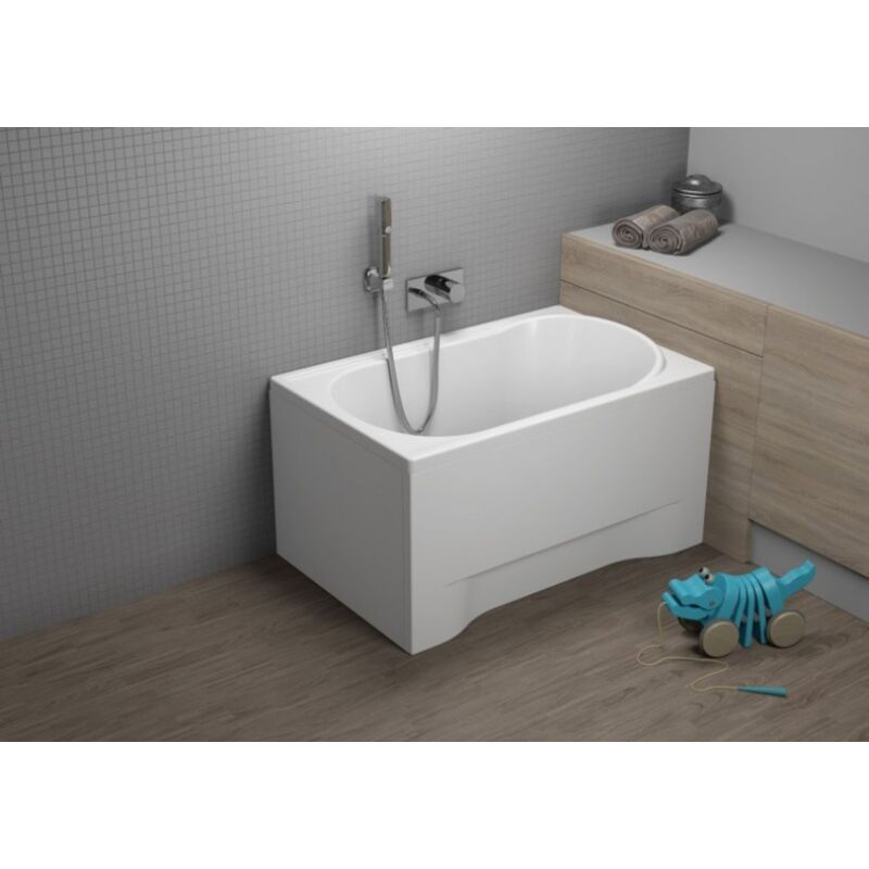 Badland - Baignoire Rectangulaire 100x65 avec tablier en acrylique, Siphon de bain et pieds (support) - Set 4en1 - Fabriqué en ue mini