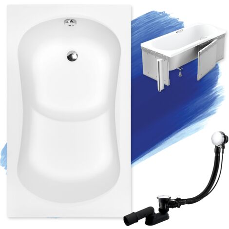 Baignoire Rectangulaire 120x70 avec des panneaux en polystyrène, Siphon de bain et pieds (support) - Set 4en1 - Fabriqué en UE - BADLAND ARIA REHAB