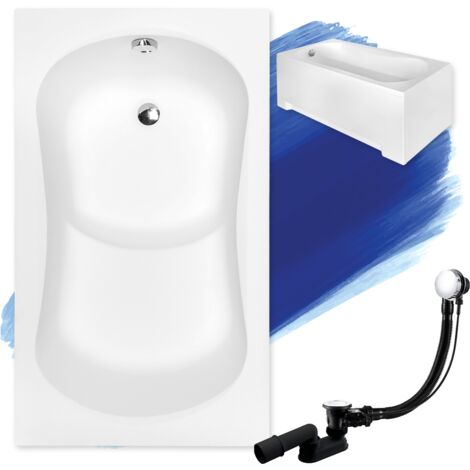 Baignoire Rectangulaire 120x70 avec tablier en acrylique, Siphon de bain et pieds (support) - Set 4en1 - Fabriqué en UE - BADLAND ARIA REHAB