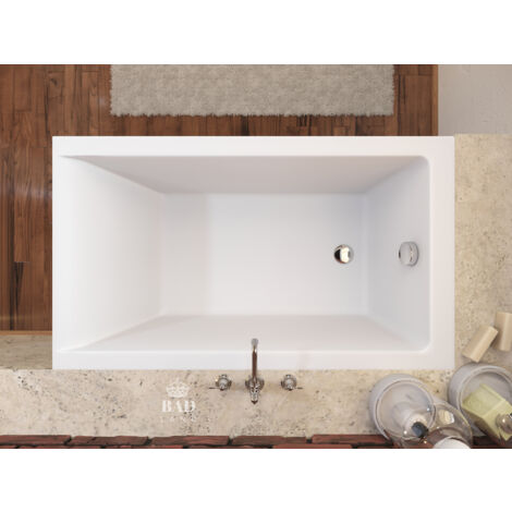 Baignoire Rectangulaire 120x70 avec tablier en acrylique, Siphon de bain et pieds (support) - Set 4en1 - Fabriqué en UE - BADLAND CAPRI